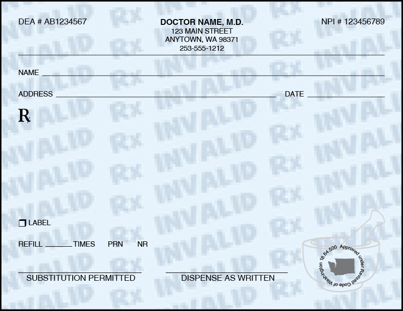 Washington State Prescription Pads we will design for you